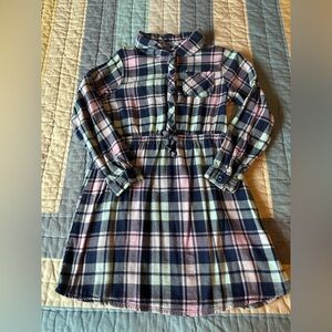 Pink and Navy Flannel Plaid Dress